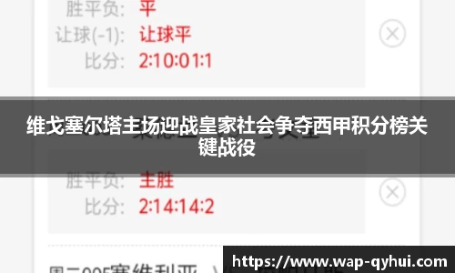 维戈塞尔塔主场迎战皇家社会争夺西甲积分榜关键战役